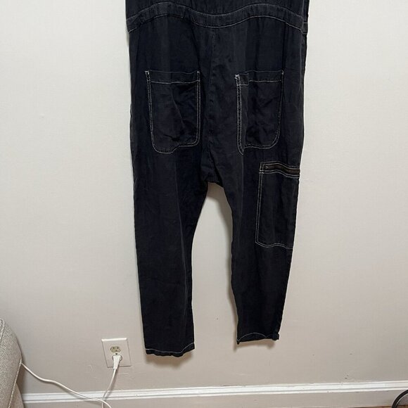 Current/Elliott The Zip Cargo Linen Washed Black Jumpsuit Size 2‎ (Medium) - Picture 6 of 11